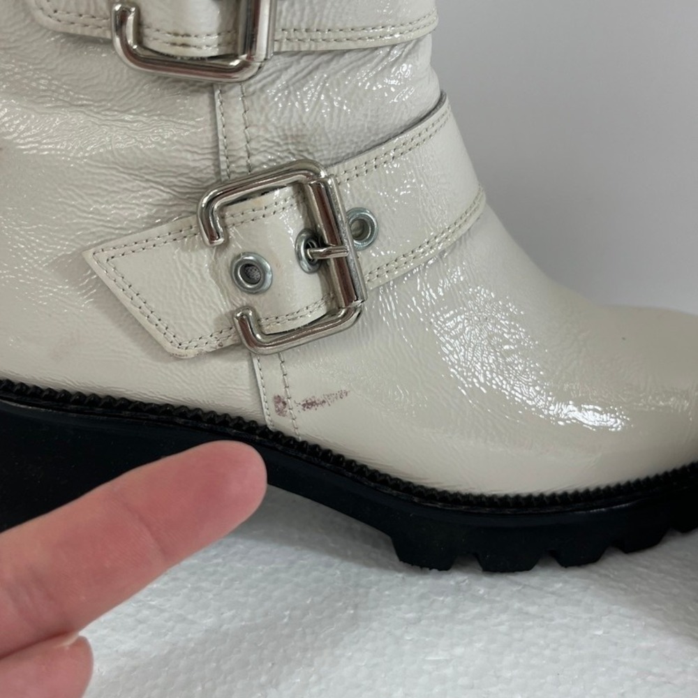 Paul‎ Green Ankle Boots Womens White Sz 6 Block Heel Buckle Accents Zip Up - Picture 6 of 15